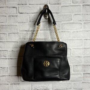 Tory Burch Chelsea black leather slouchy tote